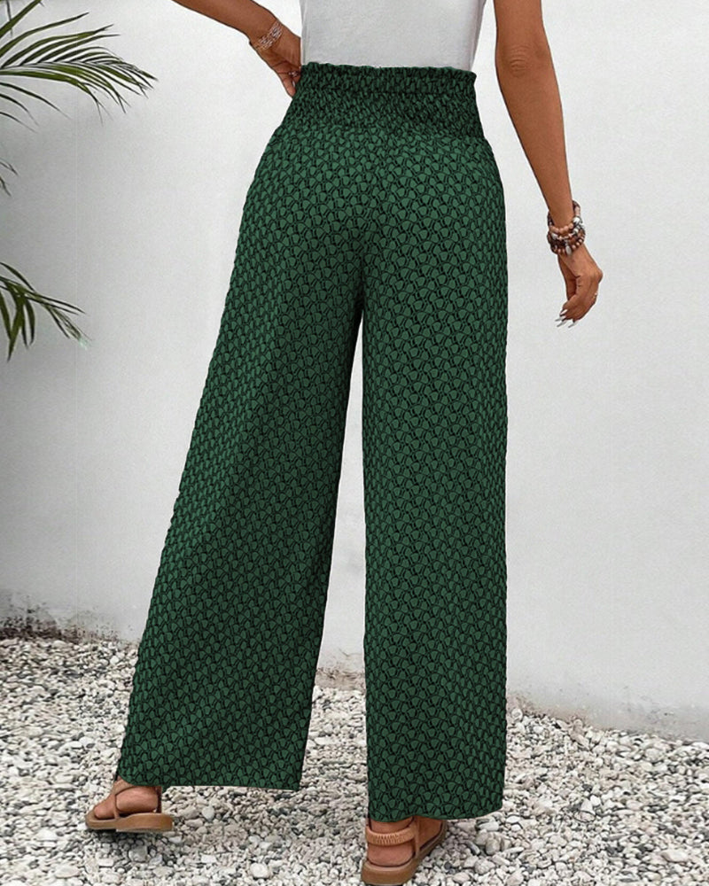 Zafira | Women’s High‑Waisted Geometric Print Summer Trousers