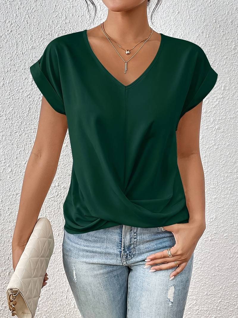 April | Women’s Short-Sleeve Twist-Front V-Neck Top