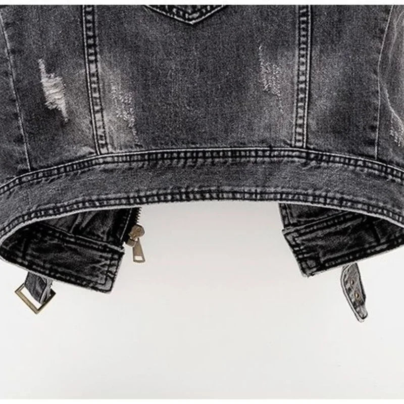 Sorell | Women’s Distressed Denim Moto Jacket