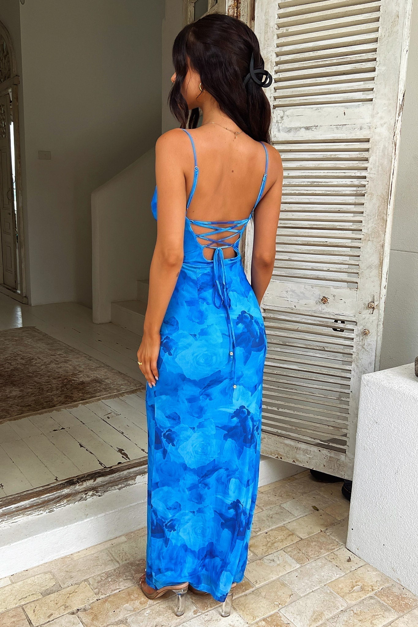 Amirah | Women’s Floral Blue Maxi Dress