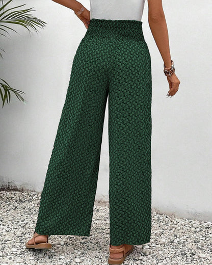 Zafira | Women’s High‑Waisted Geometric Print Summer Trousers