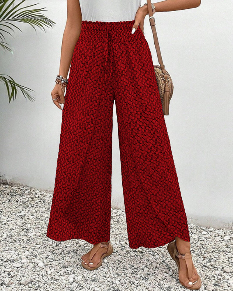 Zafira | Women’s High‑Waisted Geometric Print Summer Trousers