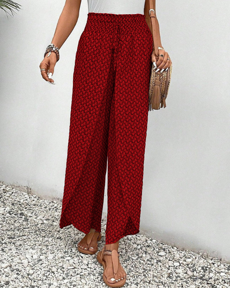 Zafira | Women’s High‑Waisted Geometric Print Summer Trousers