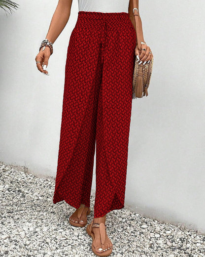 Zafira | Women’s High‑Waisted Geometric Print Summer Trousers