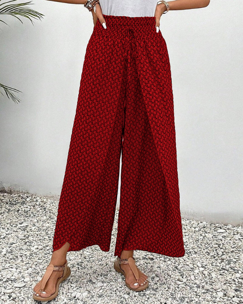 Zafira | Women’s High‑Waisted Geometric Print Summer Trousers