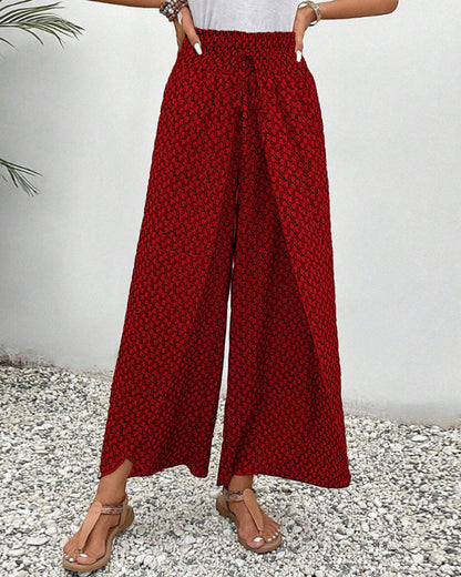 Zafira | Women’s High‑Waisted Geometric Print Summer Trousers