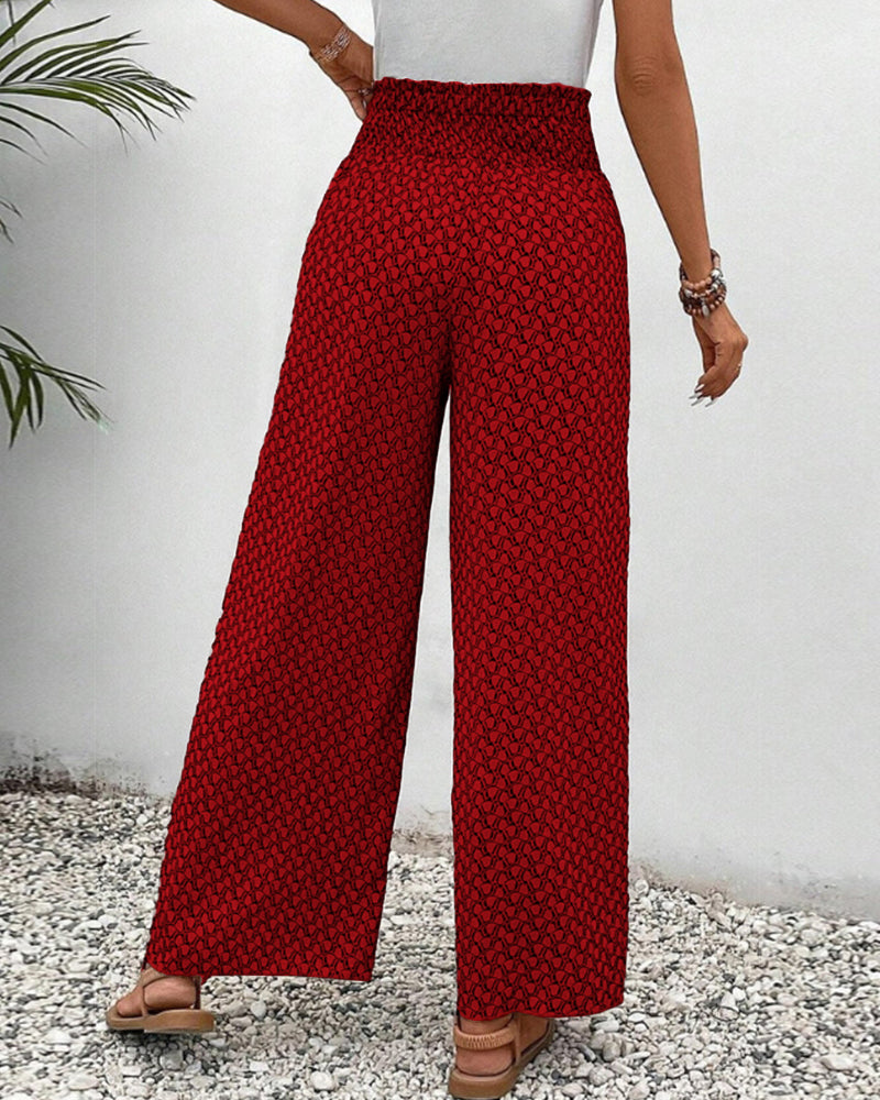 Zafira | Women’s High‑Waisted Geometric Print Summer Trousers