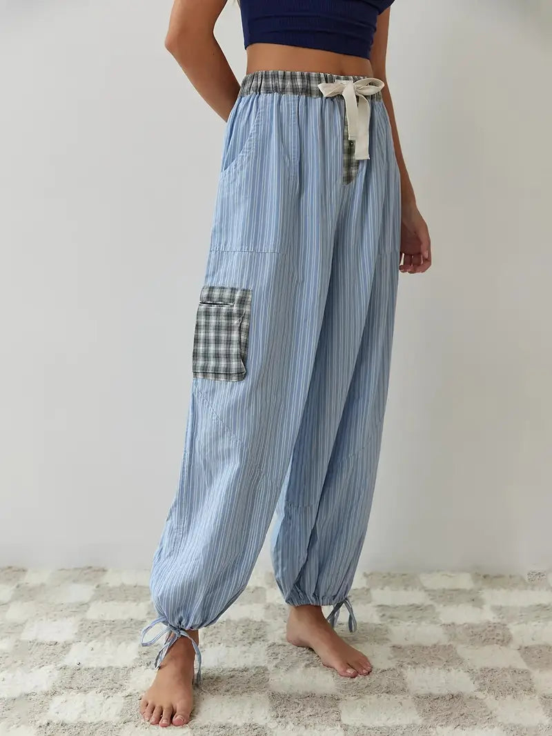 Brennar | Unisex Striped Plaid Patchwork Pajama Set