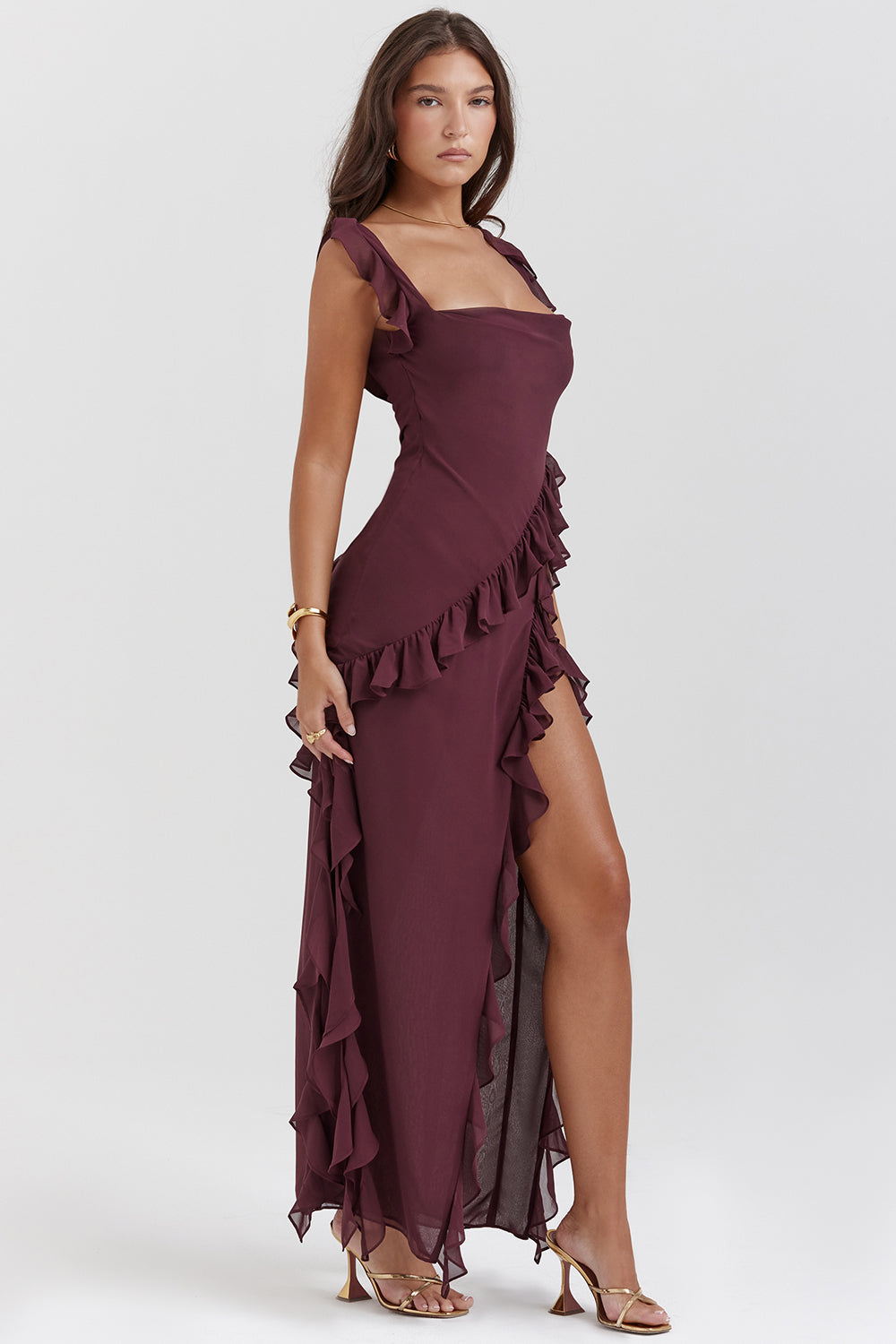 Blaire | Women’s Elegant Ruffle Maxi Dress with Thigh Split