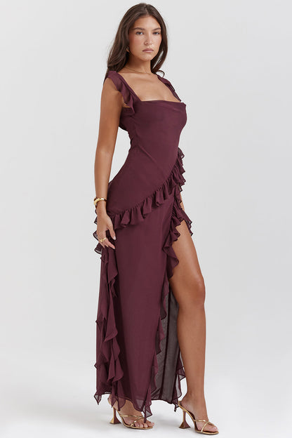 Blaire | Women’s Elegant Ruffle Maxi Dress with Thigh Split