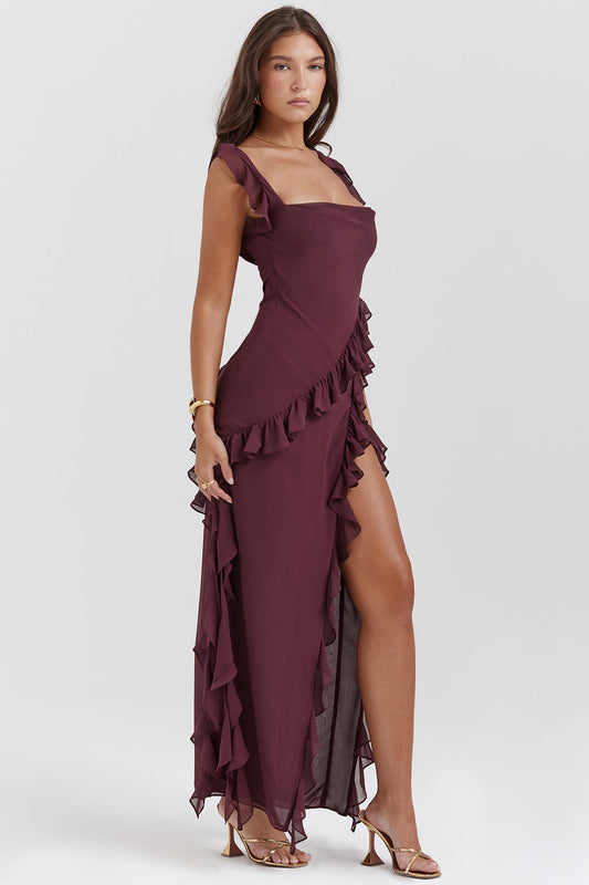 Blaire | Women’s Elegant Ruffle Maxi Dress with Thigh Split