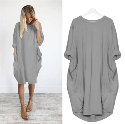 Wynne | Women’s Loose‑Fit Round‑Neck Midi Dress