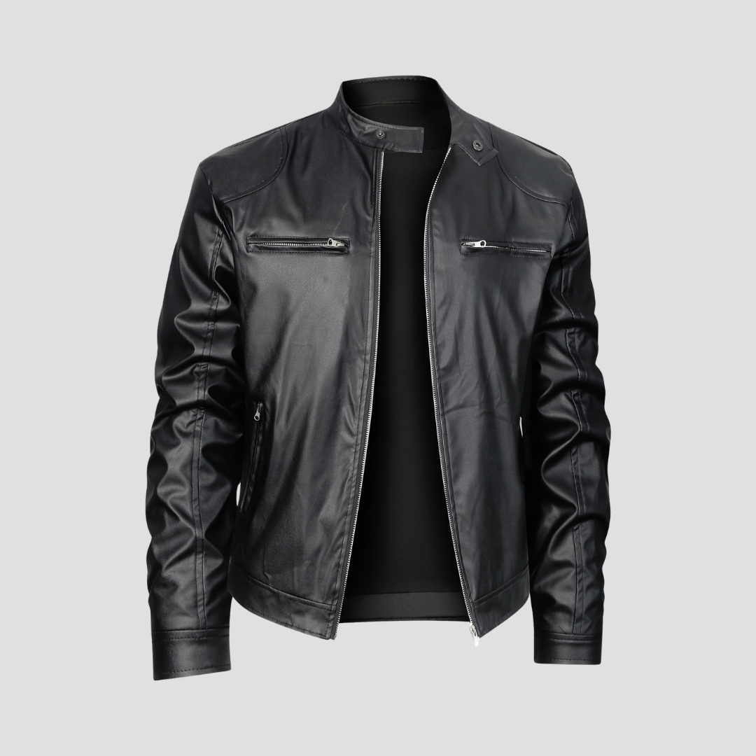Thornfield | Men’s Slim-Fit Leather Biker Jacket