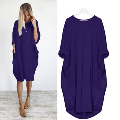 Wynne | Women’s Loose‑Fit Round‑Neck Midi Dress