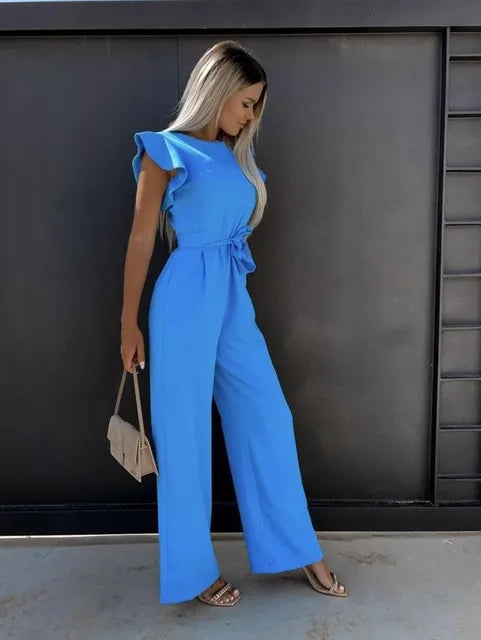 Azaria | Women’s Ruffle-Sleeve Wide-Leg Jumpsuit