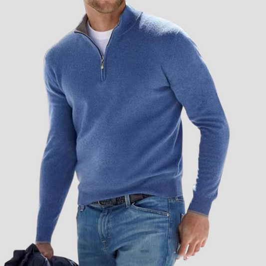 The Dervaux | Men’s Knitted Cotton Half-Zip Jumper