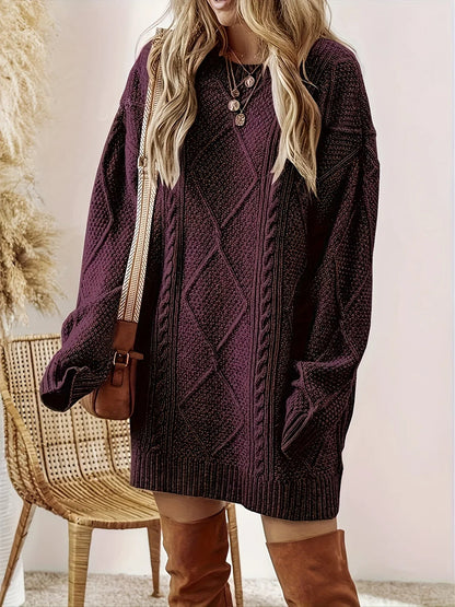 Sylvette | Oversized Cable Knit Sweater Dress