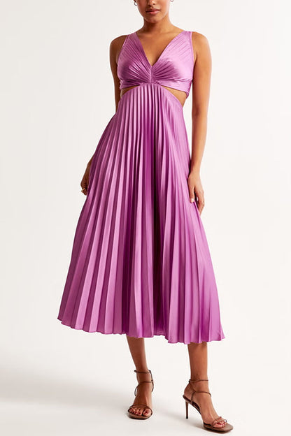 Aitana | Women’s V-Neck Pleated Maxi Dress