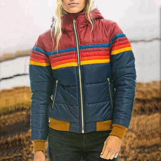 Cleo | Women’s Retro Color Block Puffer Jacket