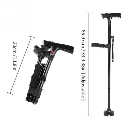 SureStride | Adjustable Quad Walking Cane with LED Light