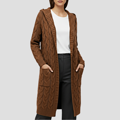 Sorellia | Women’s Knitted Long Cable Cardigan