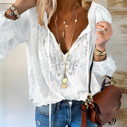 Wynona | Women’s Boho Split‑Neck Blouse