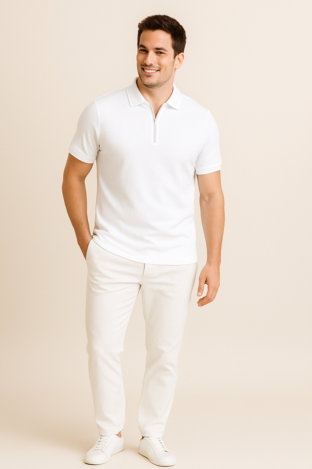 Yorander | Men’s Slim Fit Zip Polo Shirt