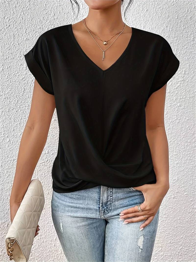 April | Women’s Short-Sleeve Twist-Front V-Neck Top