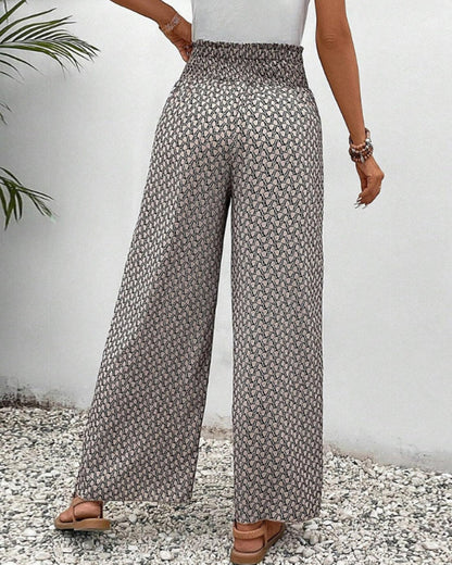 Zafira | Women’s High‑Waisted Geometric Print Summer Trousers