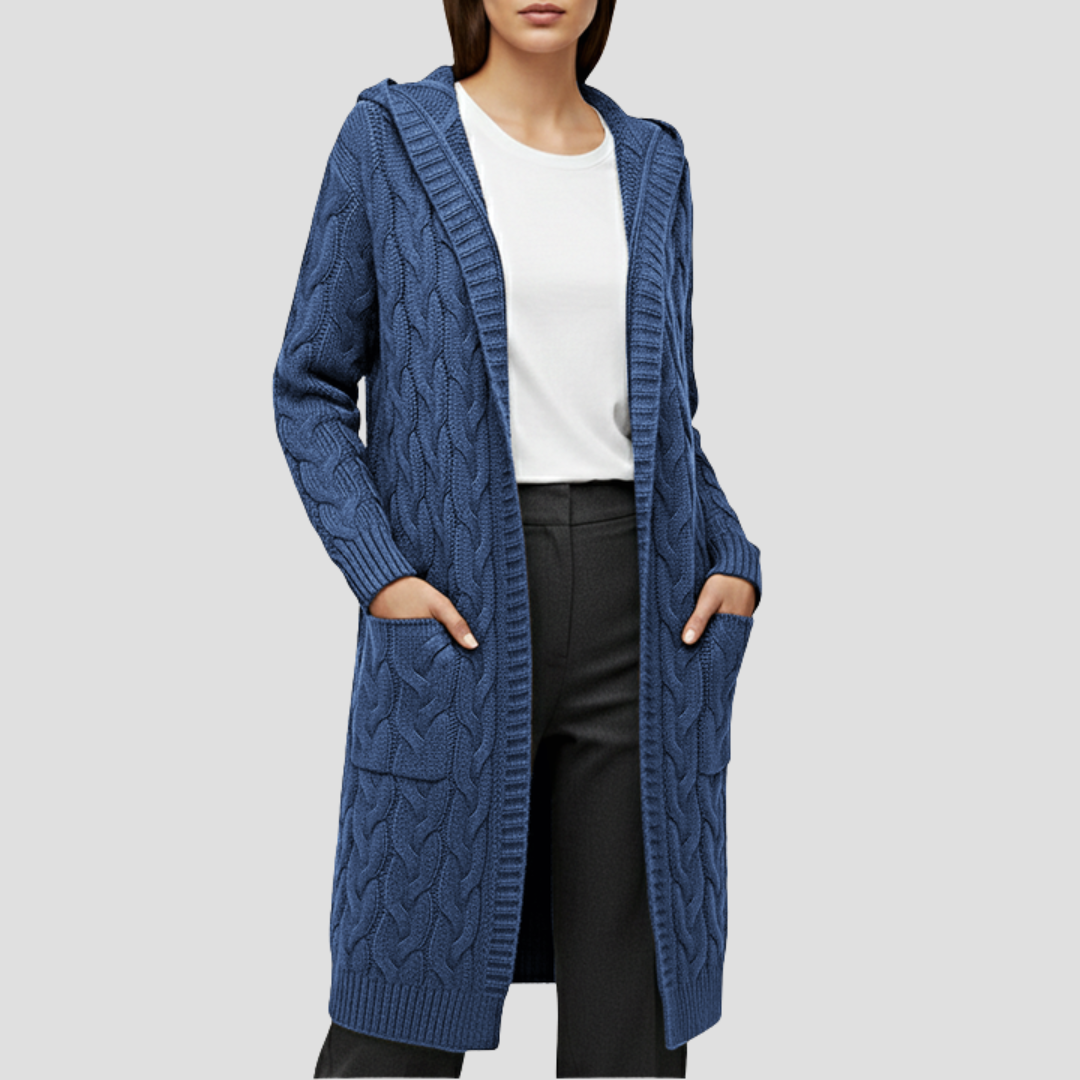 Sorellia | Women’s Knitted Long Cable Cardigan