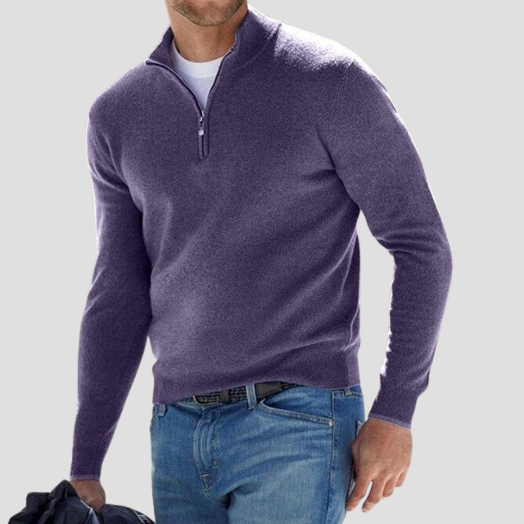 The Dervaux | Men’s Knitted Cotton Half-Zip Jumper