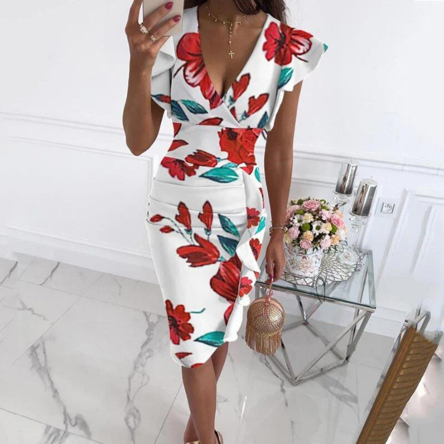 Dorothy | Women’s Elegant Floral Midi Dress