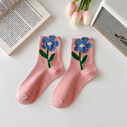 Wavelyn | Women’s Floral Cotton-Blend Socks – 5 Pack