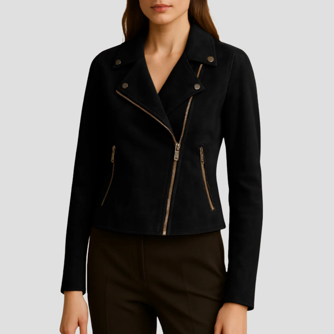 Varelle | Women’s Suede Leather Biker Jacket