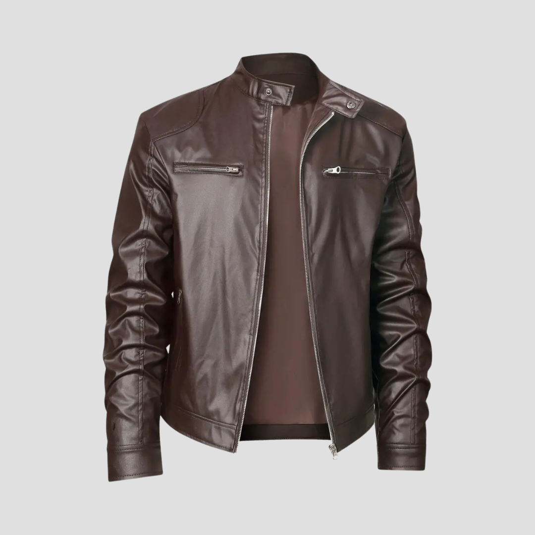 Thornfield | Men’s Slim-Fit Leather Biker Jacket