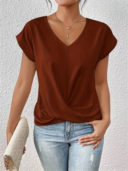 April | Women’s Short-Sleeve Twist-Front V-Neck Top