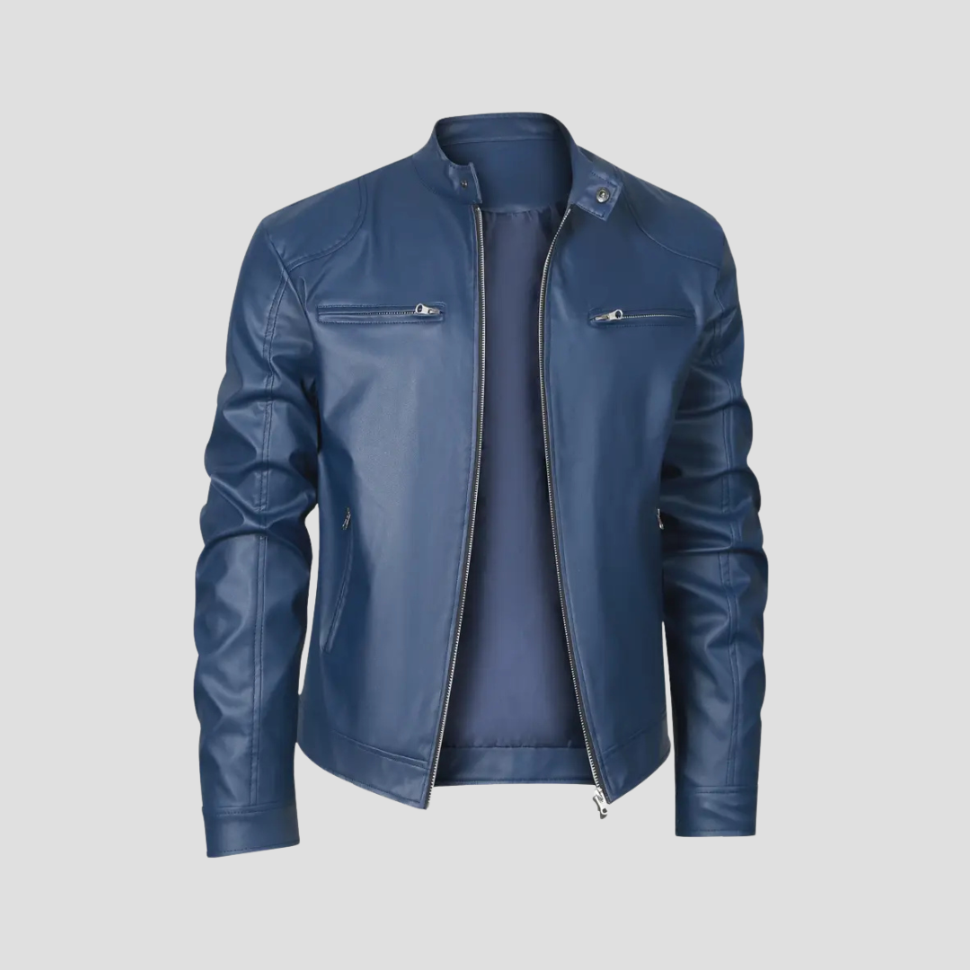 Thornfield | Men’s Slim-Fit Leather Biker Jacket