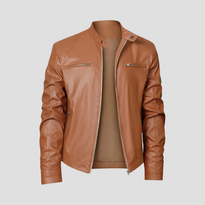 Thornfield | Men’s Slim-Fit Leather Biker Jacket