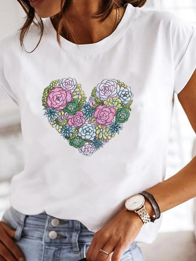 Zinnia | Women’s Short‑Sleeve White Summer T‑Shirt