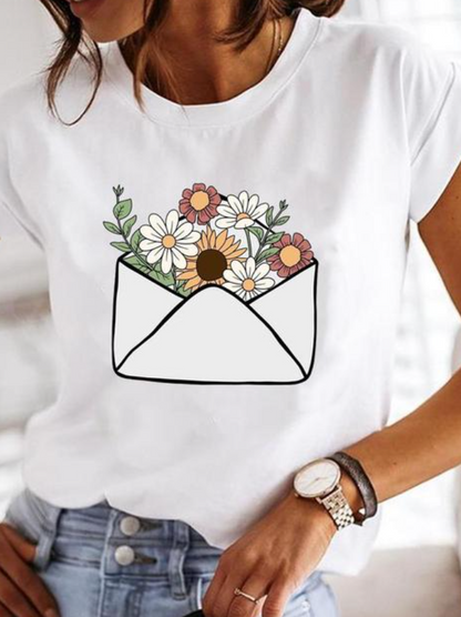 Zinnia | Women’s Short‑Sleeve White Summer T‑Shirt
