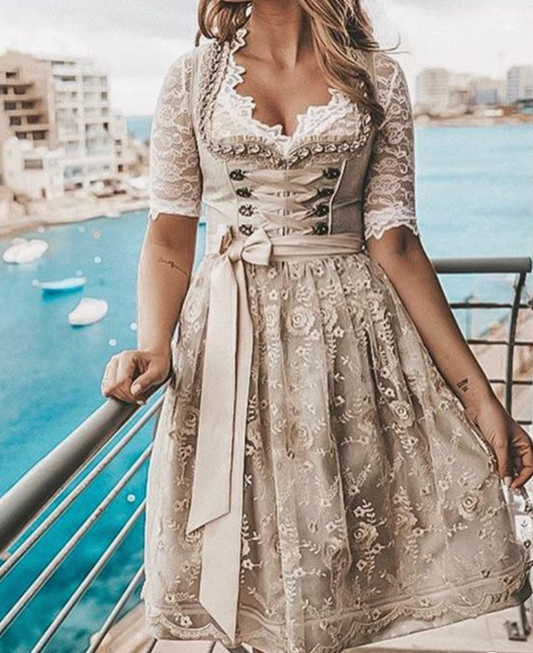 Campbell | Women’s Traditional Dirndl Dress with Lace Blouse
