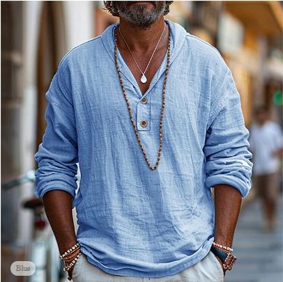 Benno | Men’s Linen-Blend Long-Sleeve Shirt