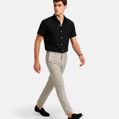 Alessio | Men’s Casual Brown Short-Sleeve Shirt