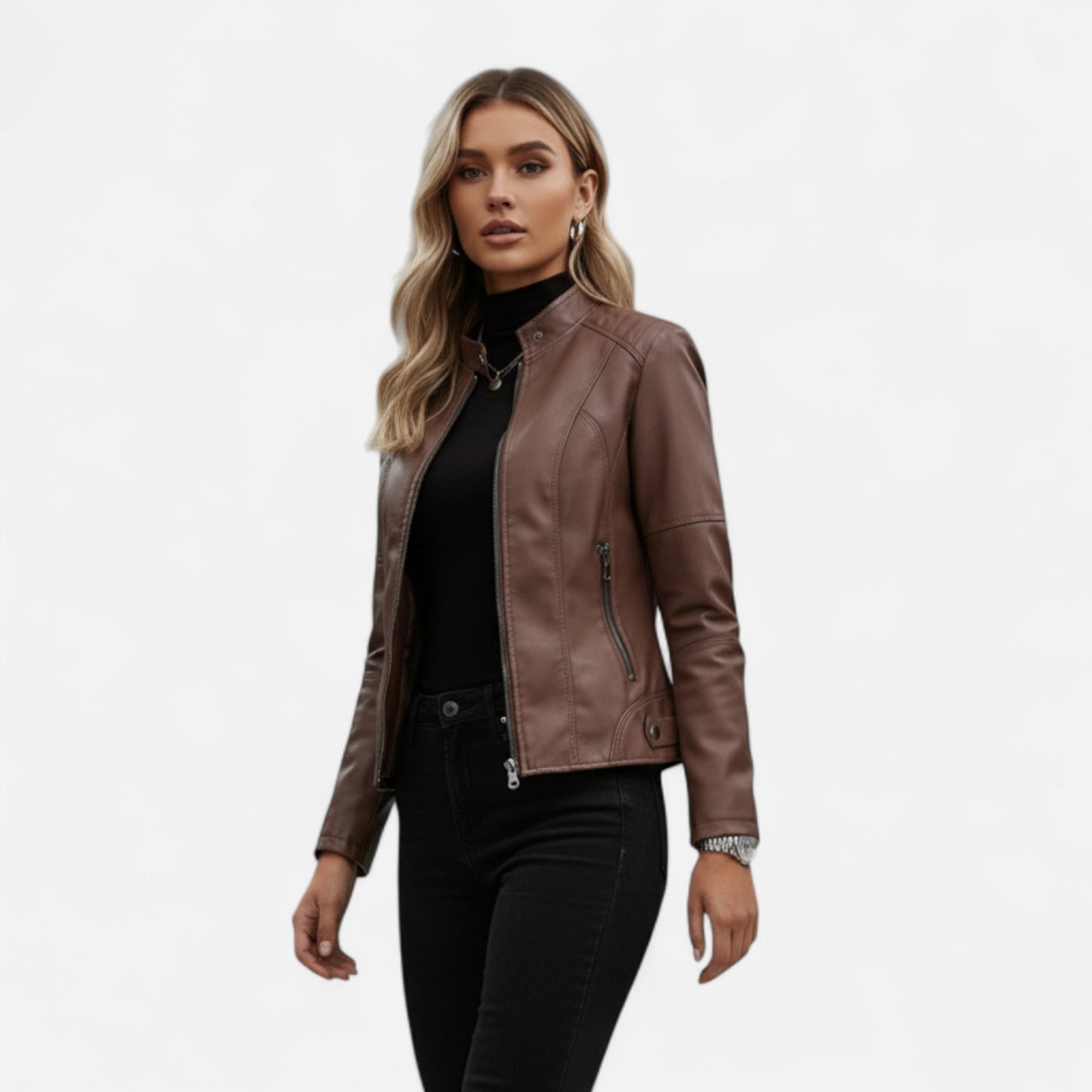 Varenne | Men’s Stand-Collar Leather-Look Jacket