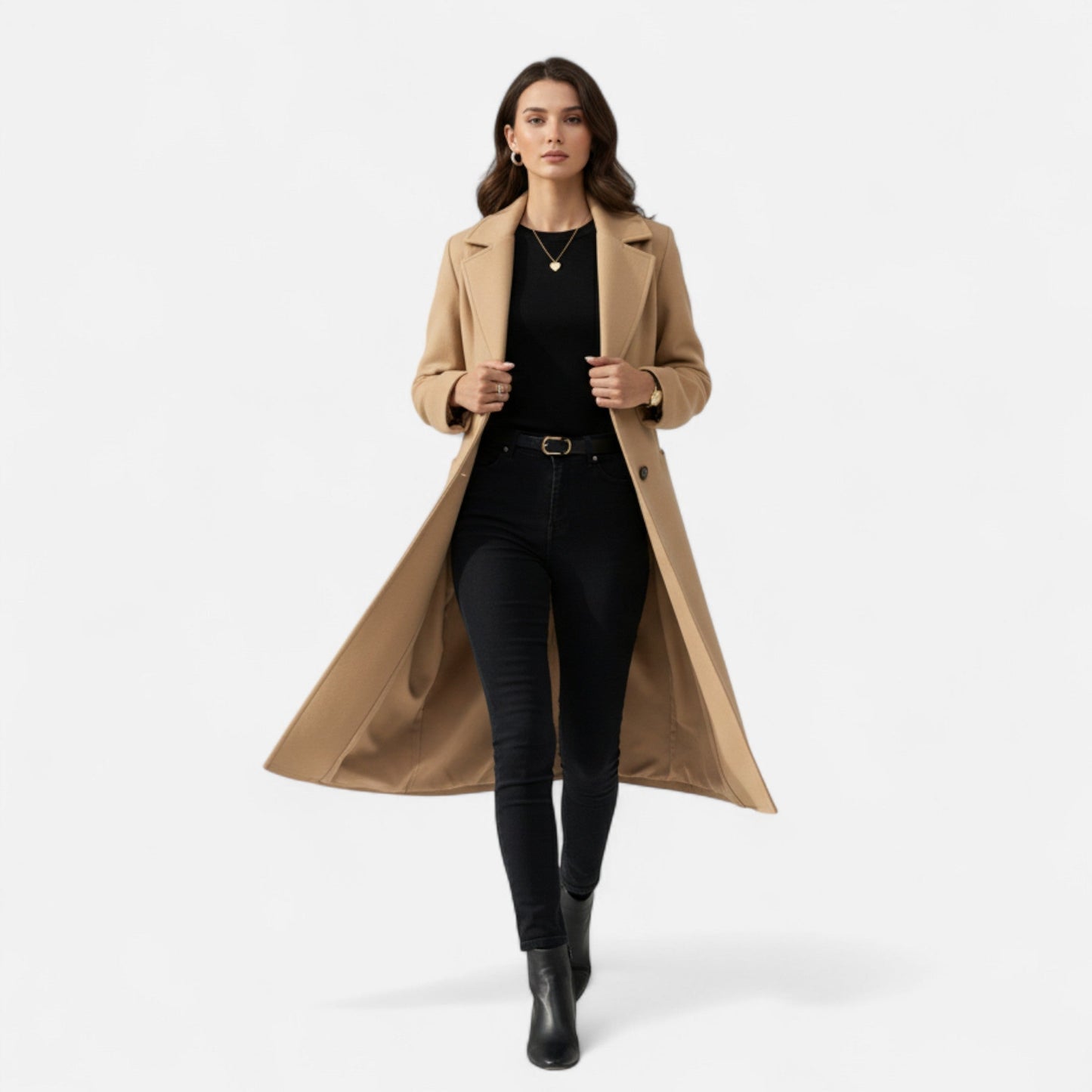 Alessina | Women’s Long Tweed-Inspired Coat