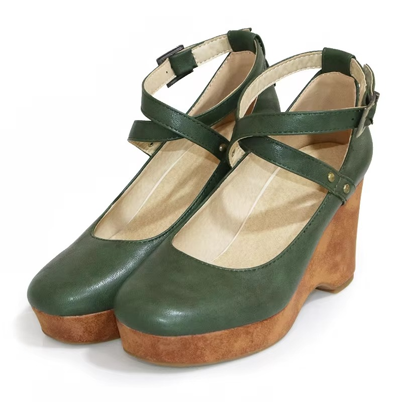 Valerisse | Women’s Brown Chunky Platform Mary Jane Heels