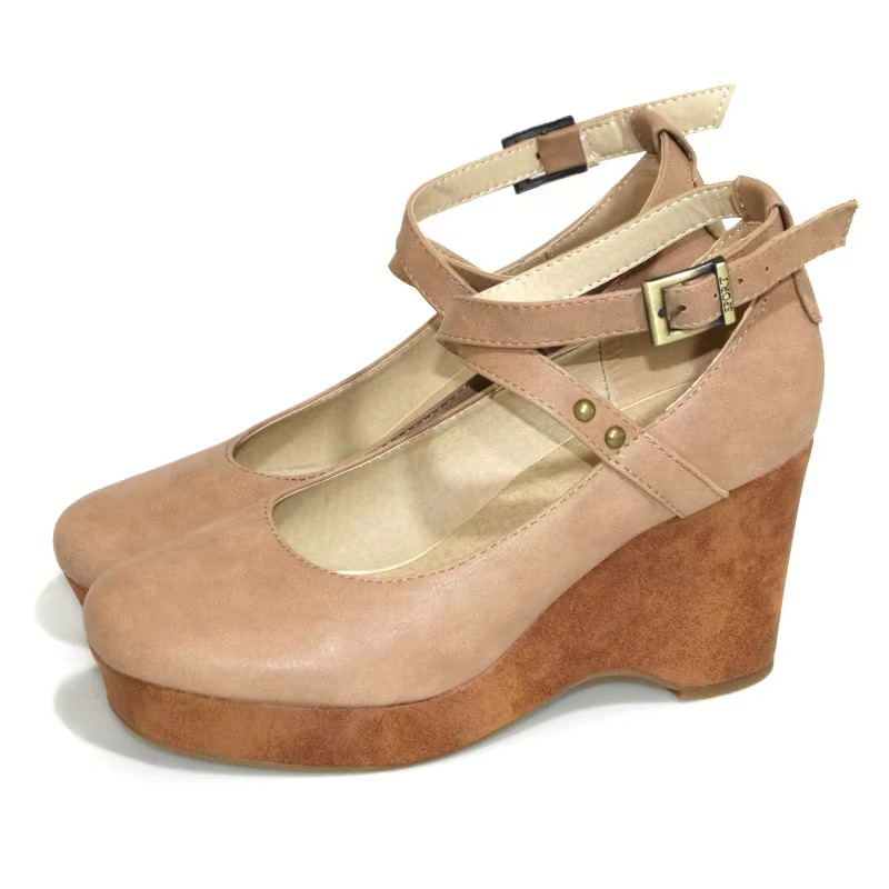 Valerisse | Women’s Brown Chunky Platform Mary Jane Heels