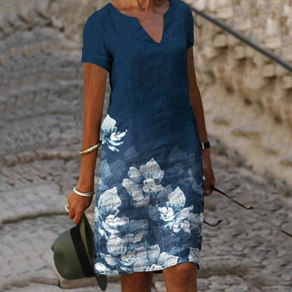 Blossom Aura | Women’s Short-Sleeve Floral Summer Dress