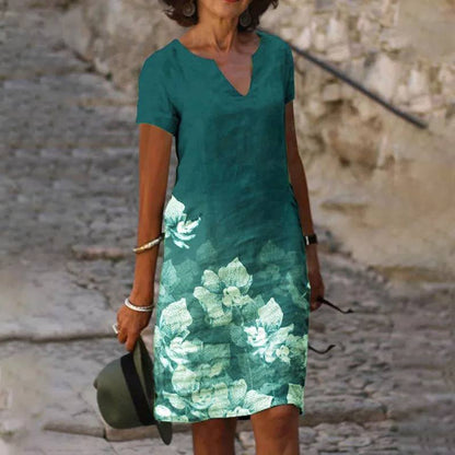 Blossom Aura | Women’s Short-Sleeve Floral Summer Dress