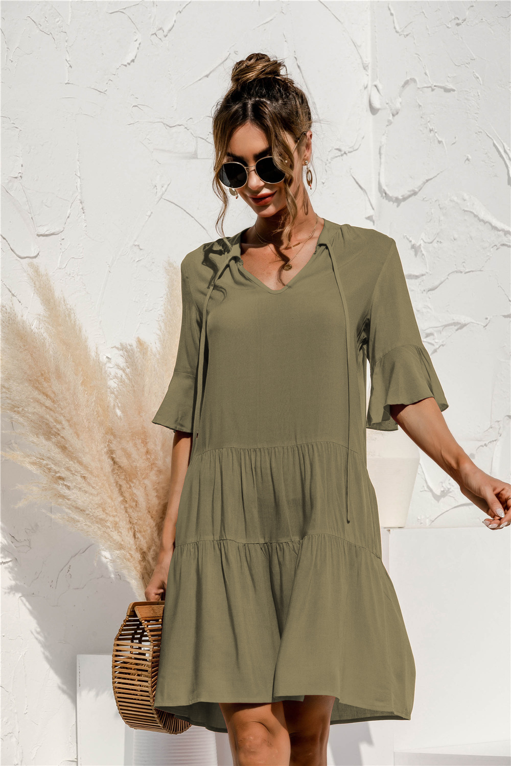 Zennia | Women’s Deep‑Waist Mini Summer Dress